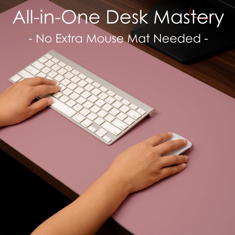 WAYBER Leather Desk Pad Protector, Waterproof Mouse Pad, PU Desk Mat, Office Desk Cover, Desk Writing Mat for Office/Home/Work/Cubicle (Purple/Pink) 35.4x17in - Image 3